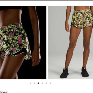 lululemon athletica  Hotty Hot Floral Athletic Shorts - Pink, Green, Black